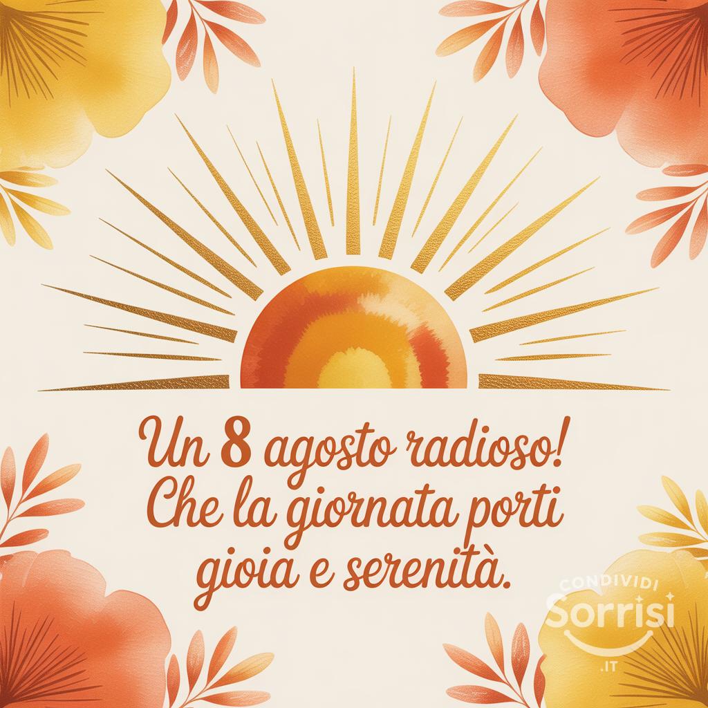 Un  8 agosto  radioso! Che la giornata porti gioia e serenità.