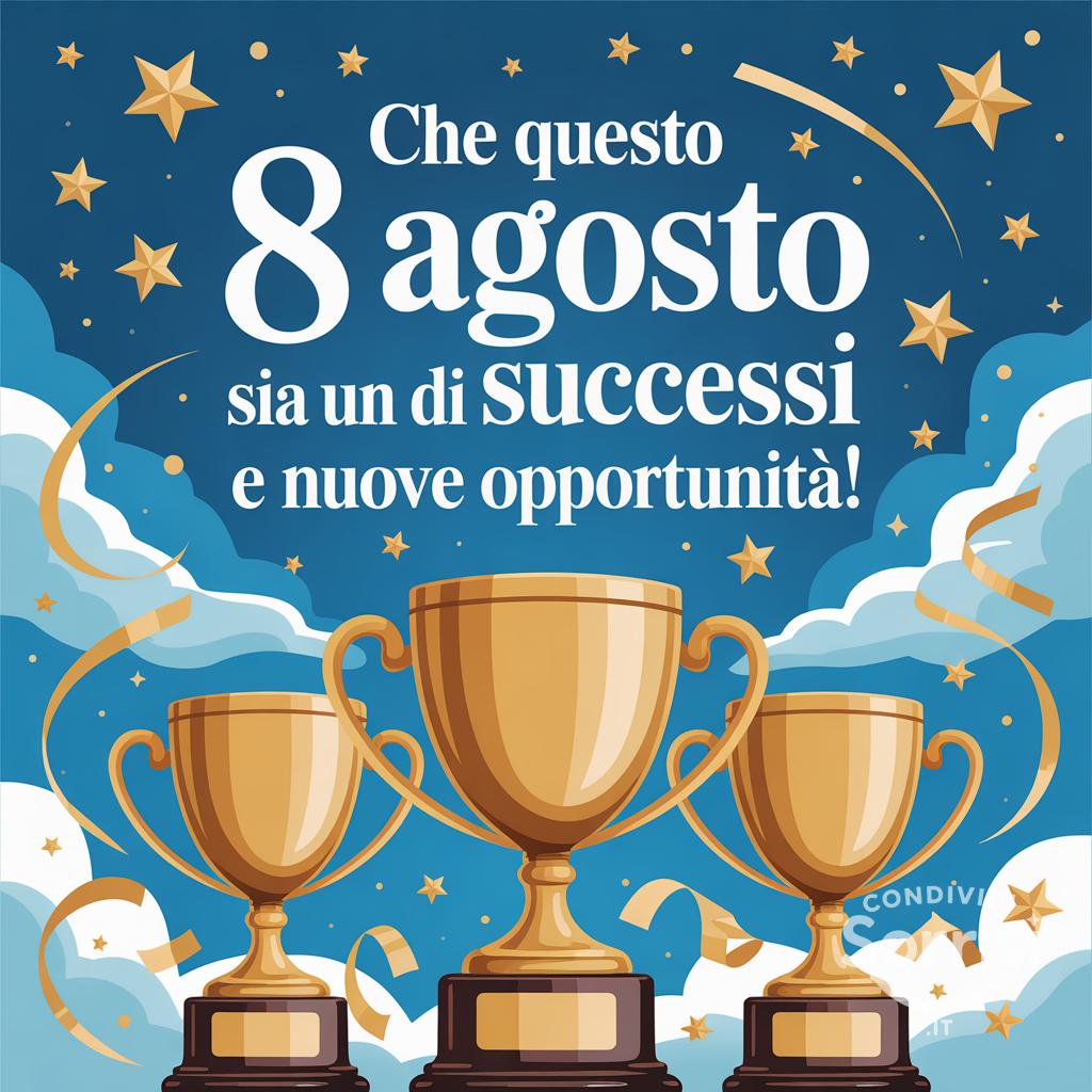 Che questo 8 agosto  sia un  di successi e nuove opportunità!
