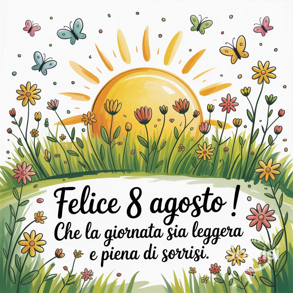 Felice  8 agosto ! Che la giornata sia leggera e piena di sorrisi.