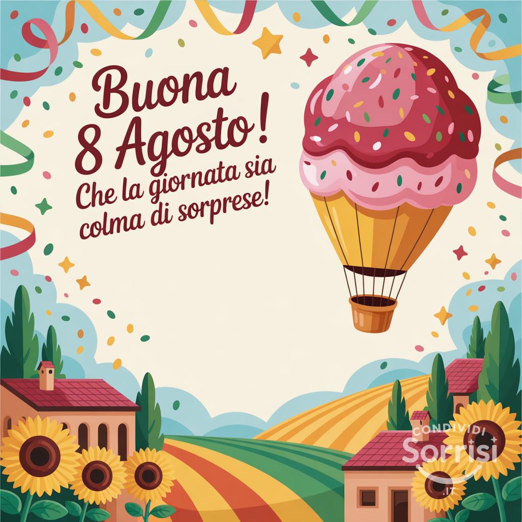 Buona  8 agosto ! Che la giornata sia colma di sorprese!