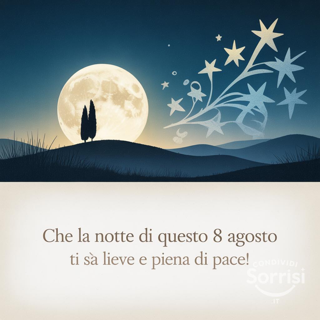 Che la notte di questo  8 agosto  ti sia lieve e piena di pace!