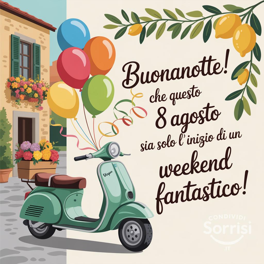 Buonanotte! Che questo 8 agosto  sia solo l'inizio di un weekend fantastico!