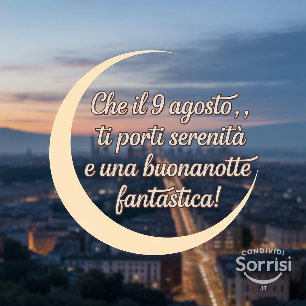 Che il 9 agosto , , ti porti serenità e una buonanotte fantastica!