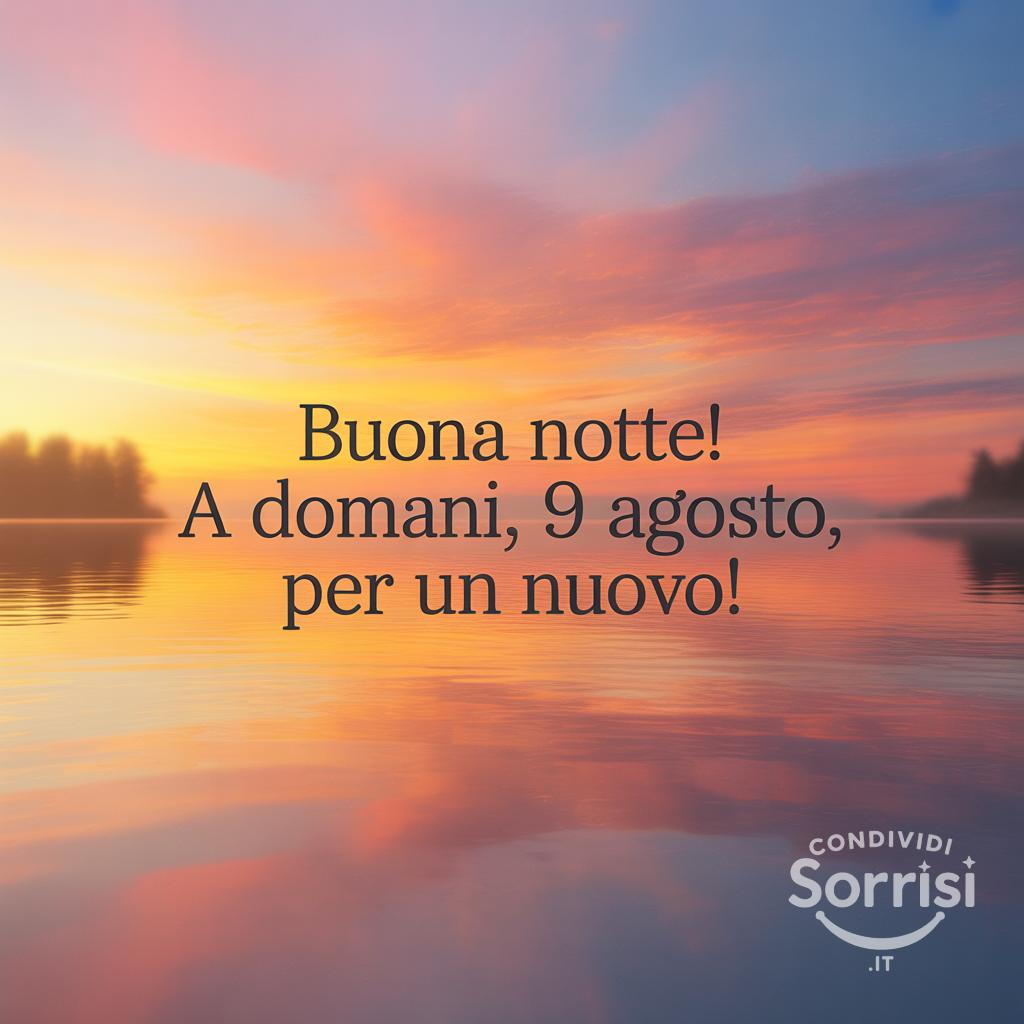 Buona notte! A domani, 9 agosto , per un nuovo !