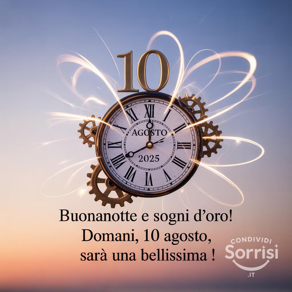 Buonanotte e sogni d'oro! Domani, 10 agosto , sarà una bellissima !