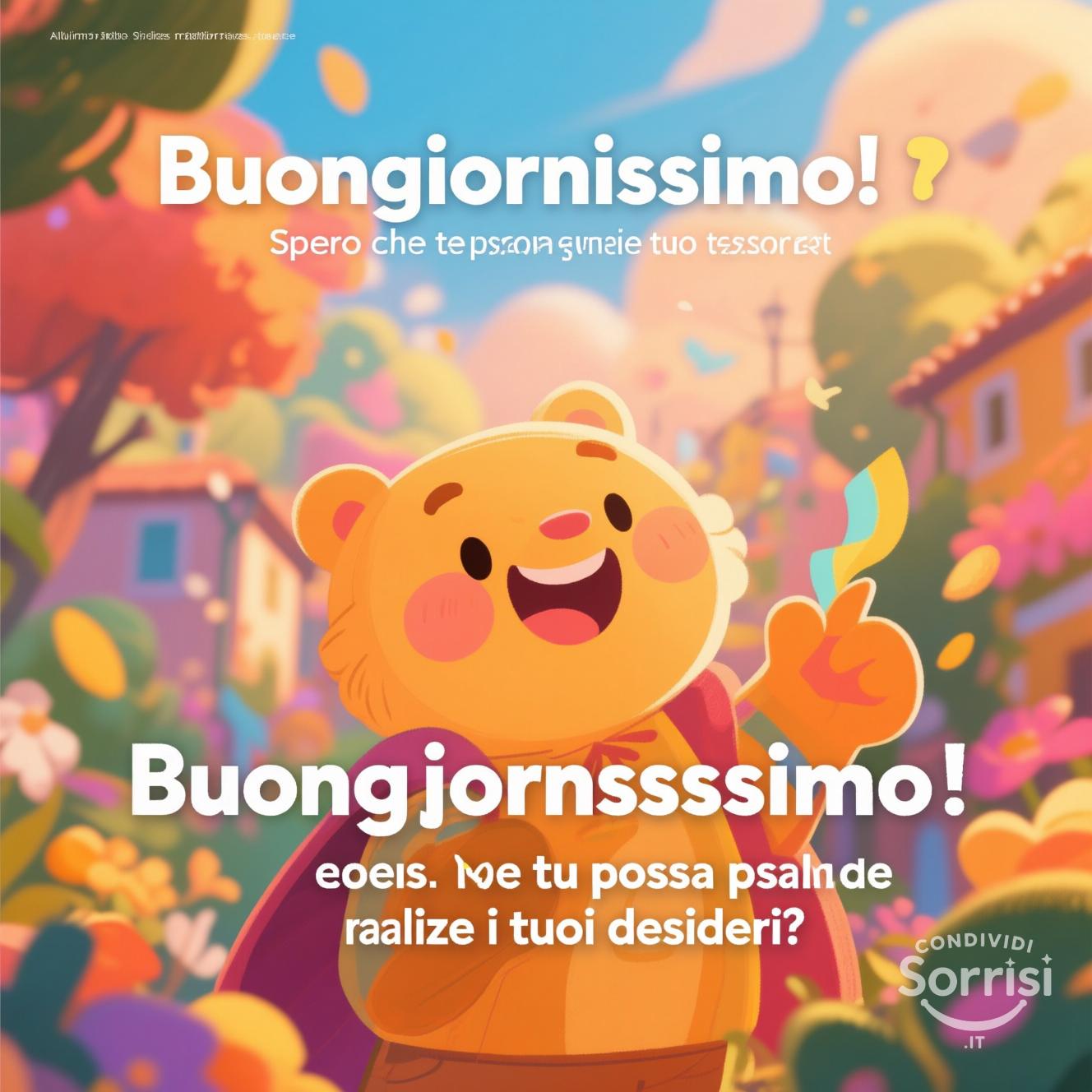 Buongiornissimo! Spero che tu possa realizzare i tuoi desideri