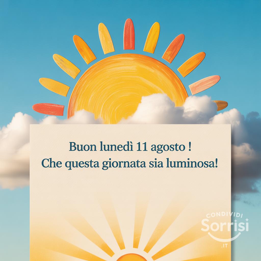Buon lunedì 11 agosto ! Che questa giornata sia luminosa!