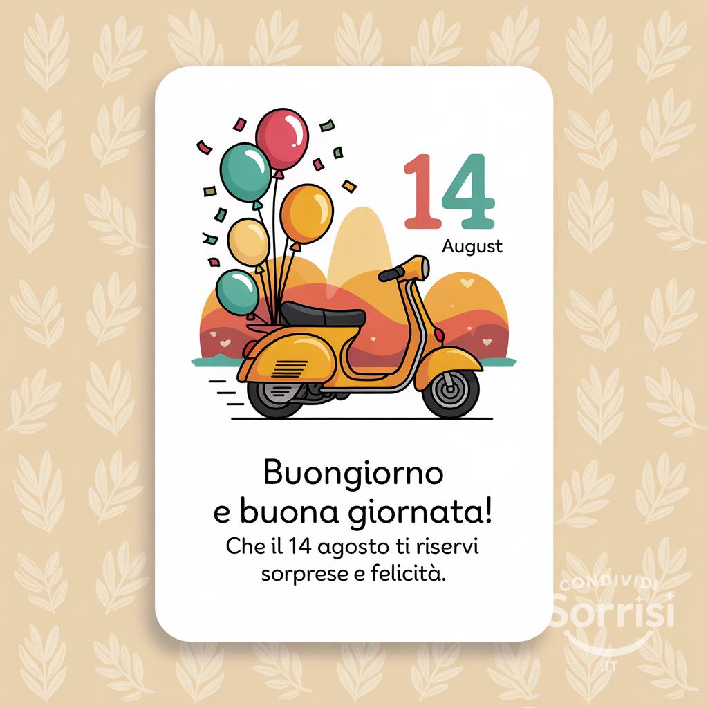 Buongiorno e buona giornata! Che il 14 agosto  ti riservi sorprese e felicità.