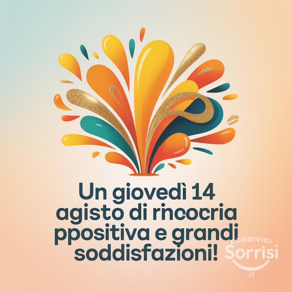 Un giovedì 14 agosto  ricco di energia positiva e grandi soddisfazioni!