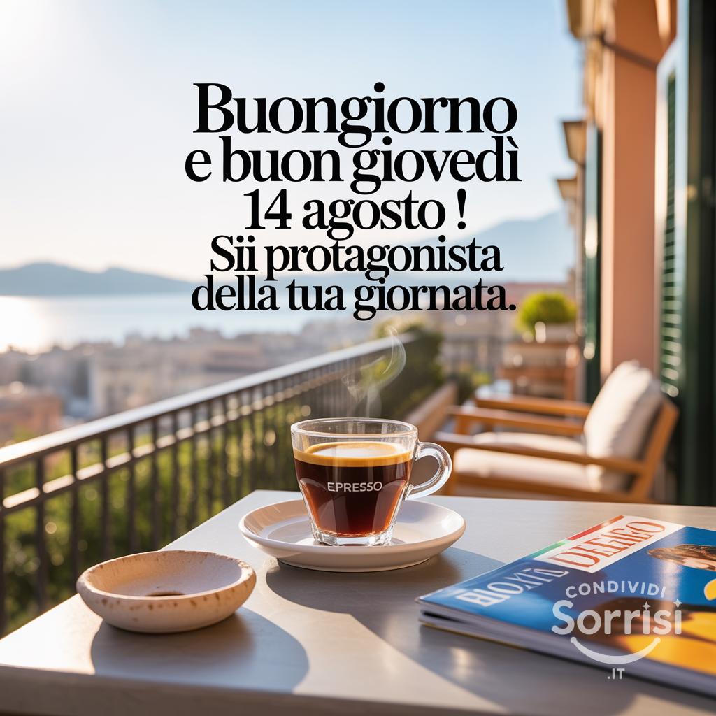 Buongiorno e buon giovedì 14 agosto ! Sii protagonista della tua giornata.