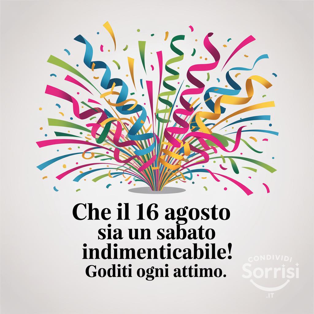 Che il 16 agosto  sia un sabato indimenticabile! Goditi ogni attimo.
