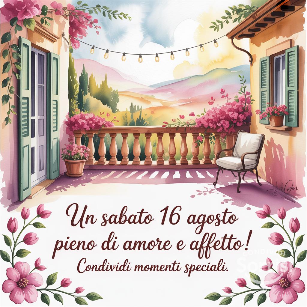 Un sabato 16 agosto  pieno di amore e affetto! Condividi momenti speciali.