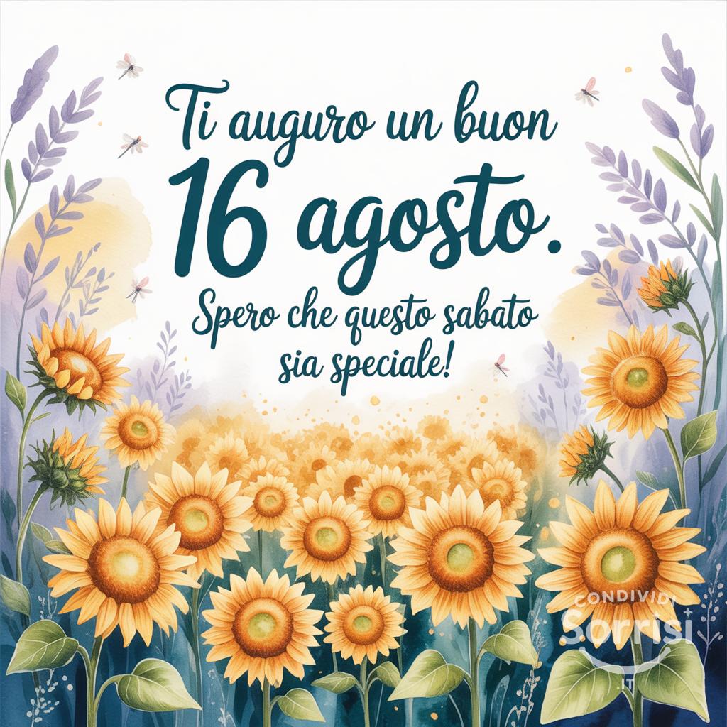 Ti auguro un buon 16 agosto . Spero che questo sabato sia speciale!