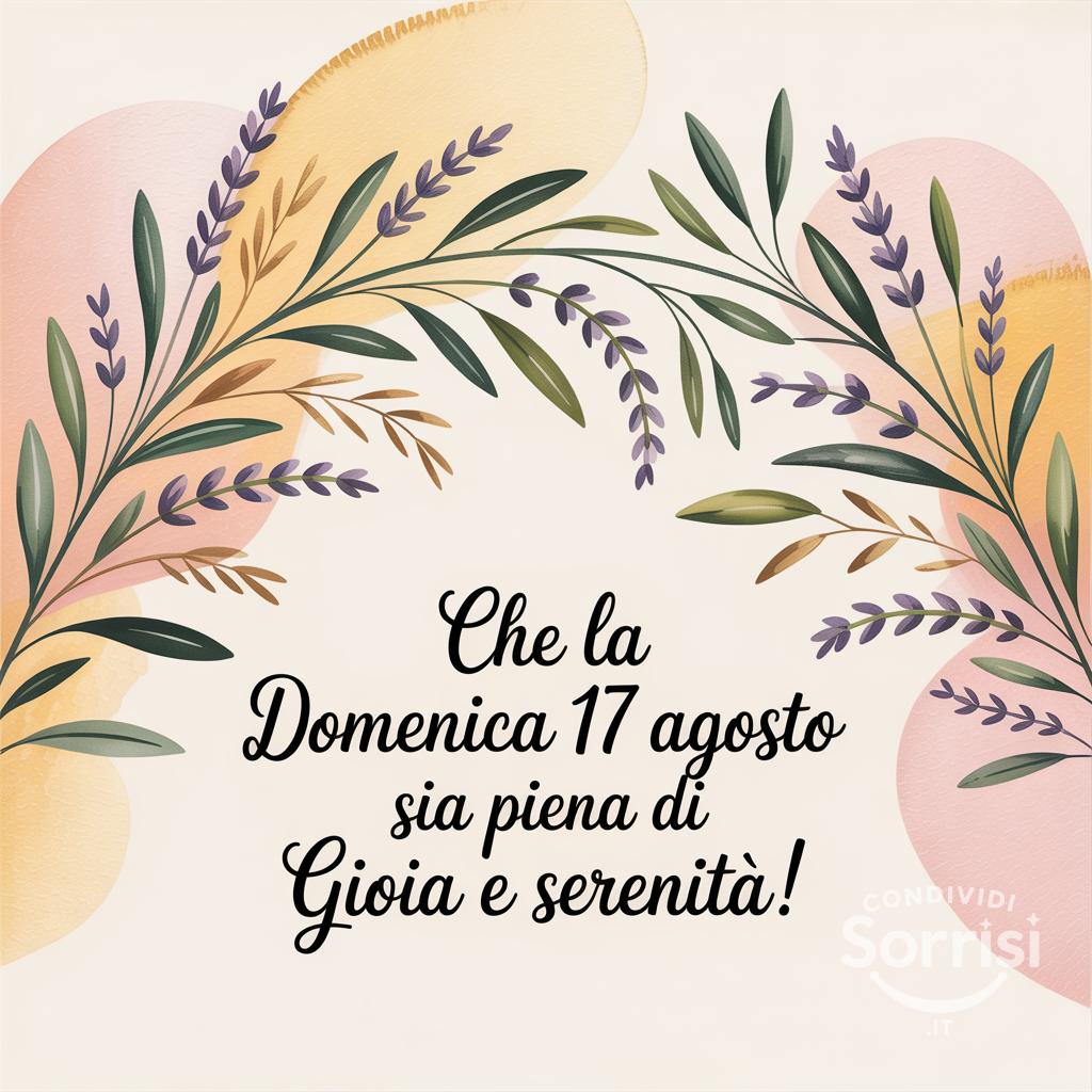 Che la domenica 17 agosto  sia piena di gioia e serenità!