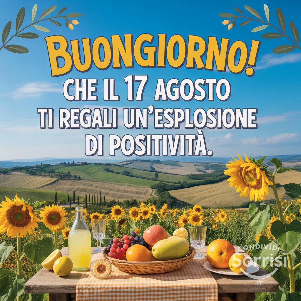 Buongiorno! Che il 17 agosto  ti regali un'esplosione di positività.