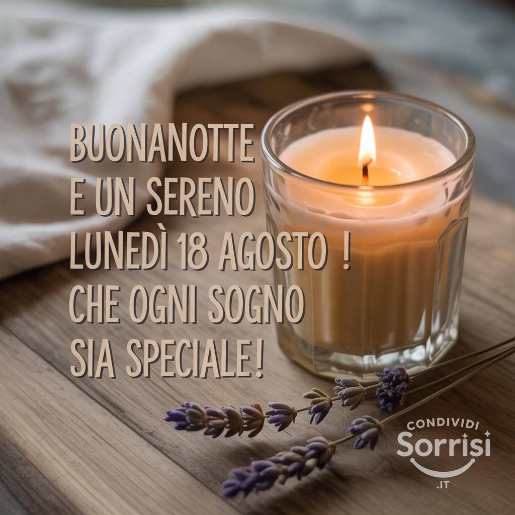 Buonanotte e un sereno lunedì 18 agosto ! Che ogni sogno sia speciale!