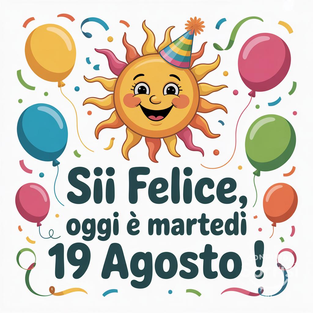 Sii felice, oggi è martedì 19 agosto !