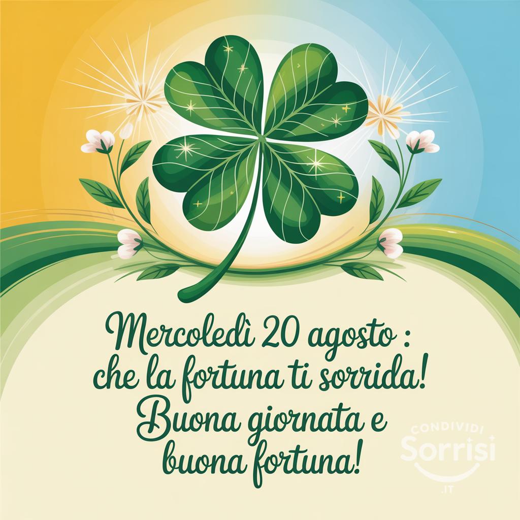 Mercoledì 20 agosto : che la fortuna ti sorrida! Buona giornata e buona fortuna!