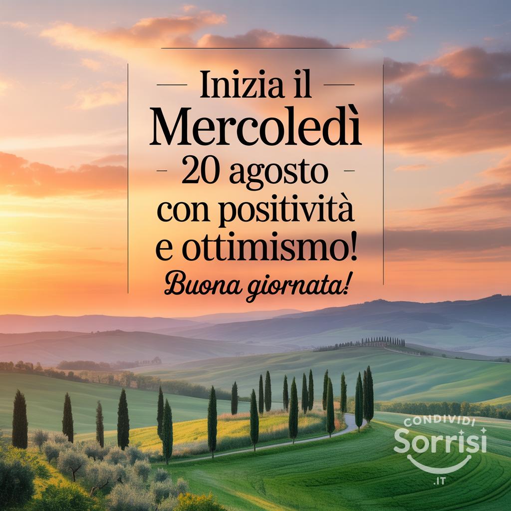 Inizia il mercoledì 20 agosto  con positività e ottimismo! Buona giornata!