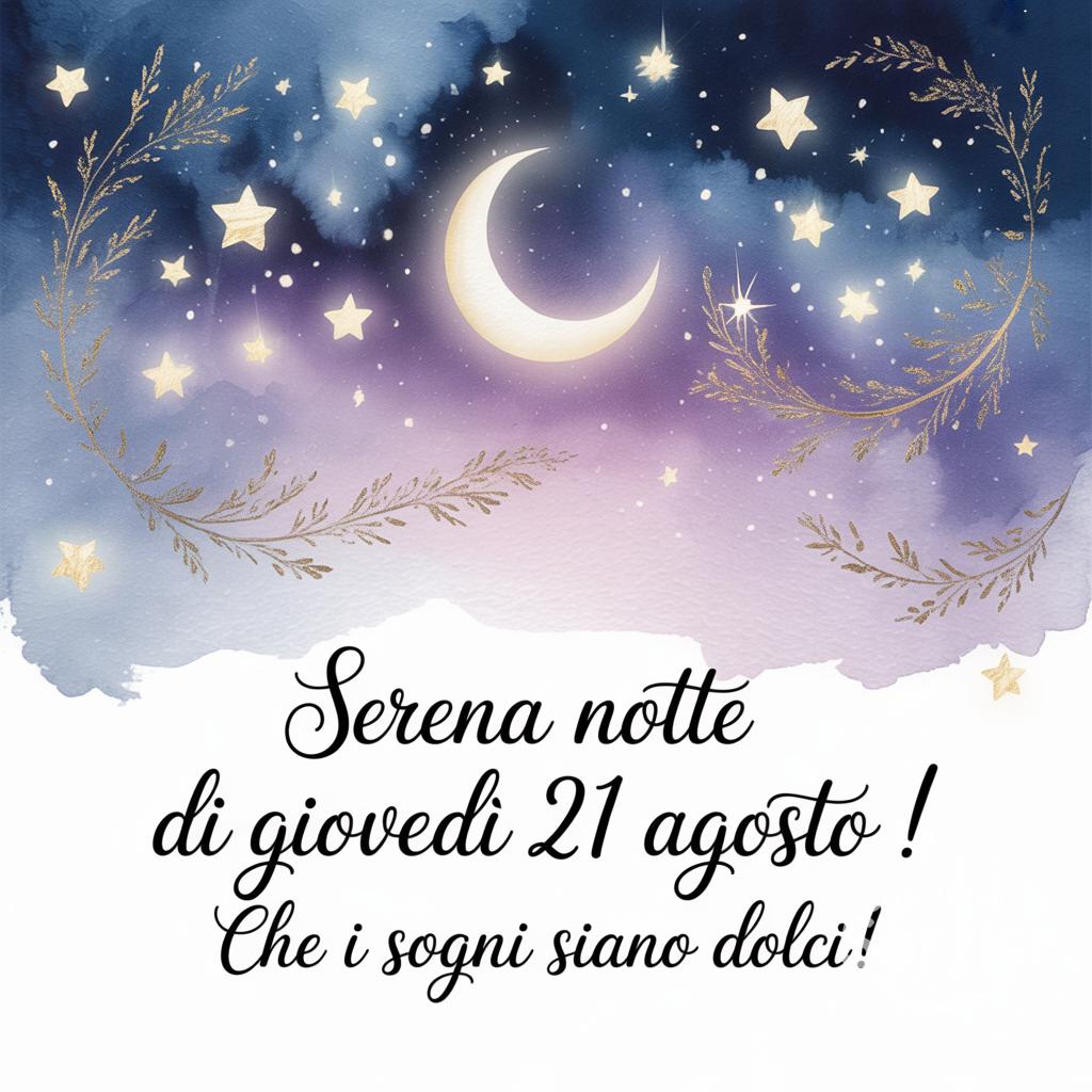 Serena notte di giovedì 21 agosto ! Che i sogni siano dolci!