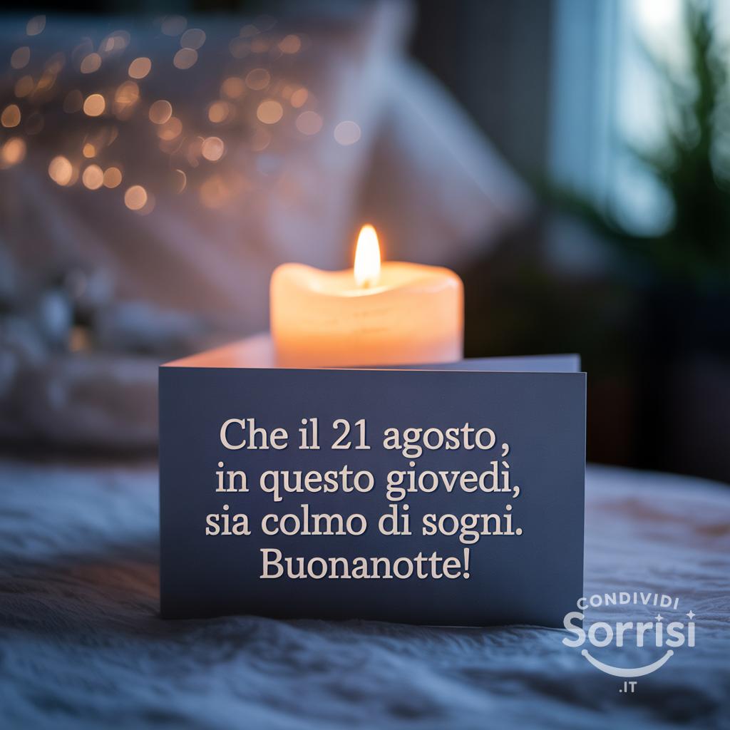 Che il 21 agosto , in questo giovedì, sia colmo di sogni. Buonanotte!