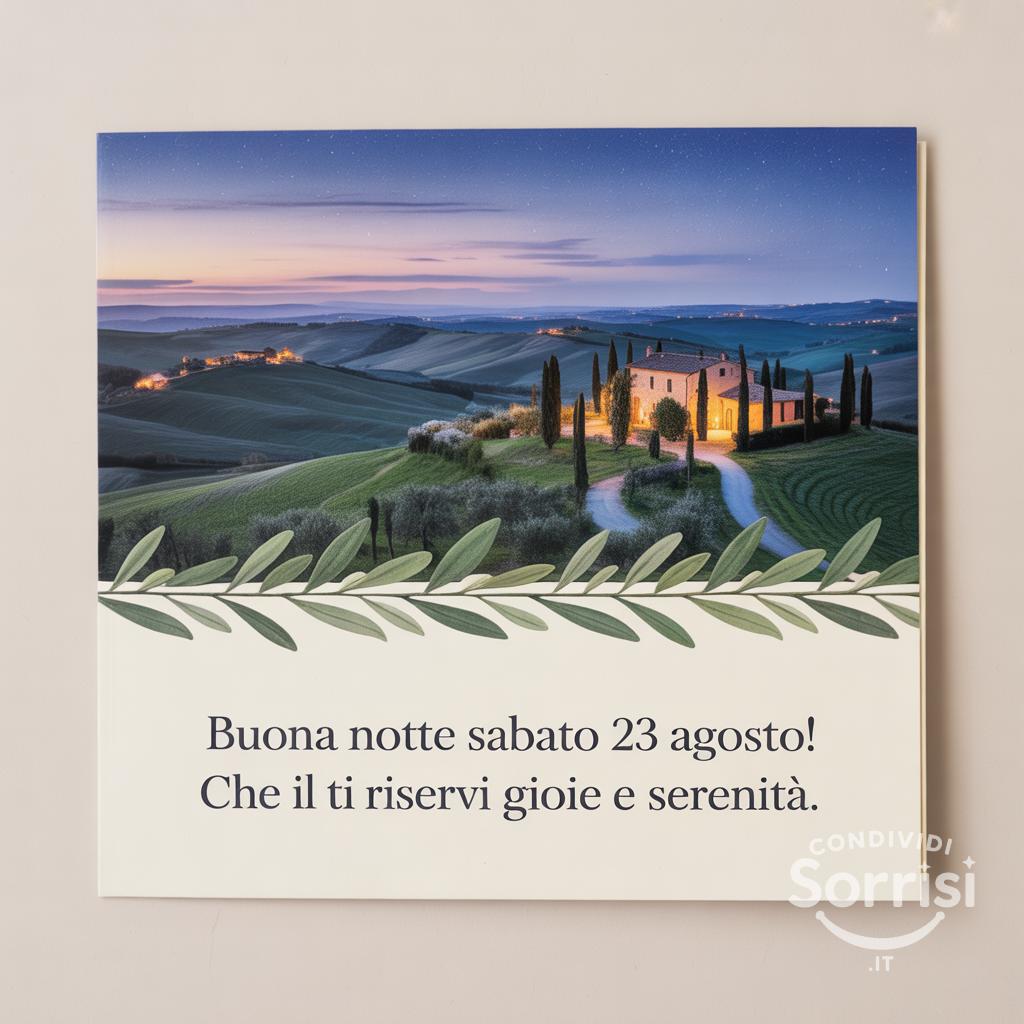 Buona notte sabato 23 agosto! Che il  ti riservi gioie e serenità.