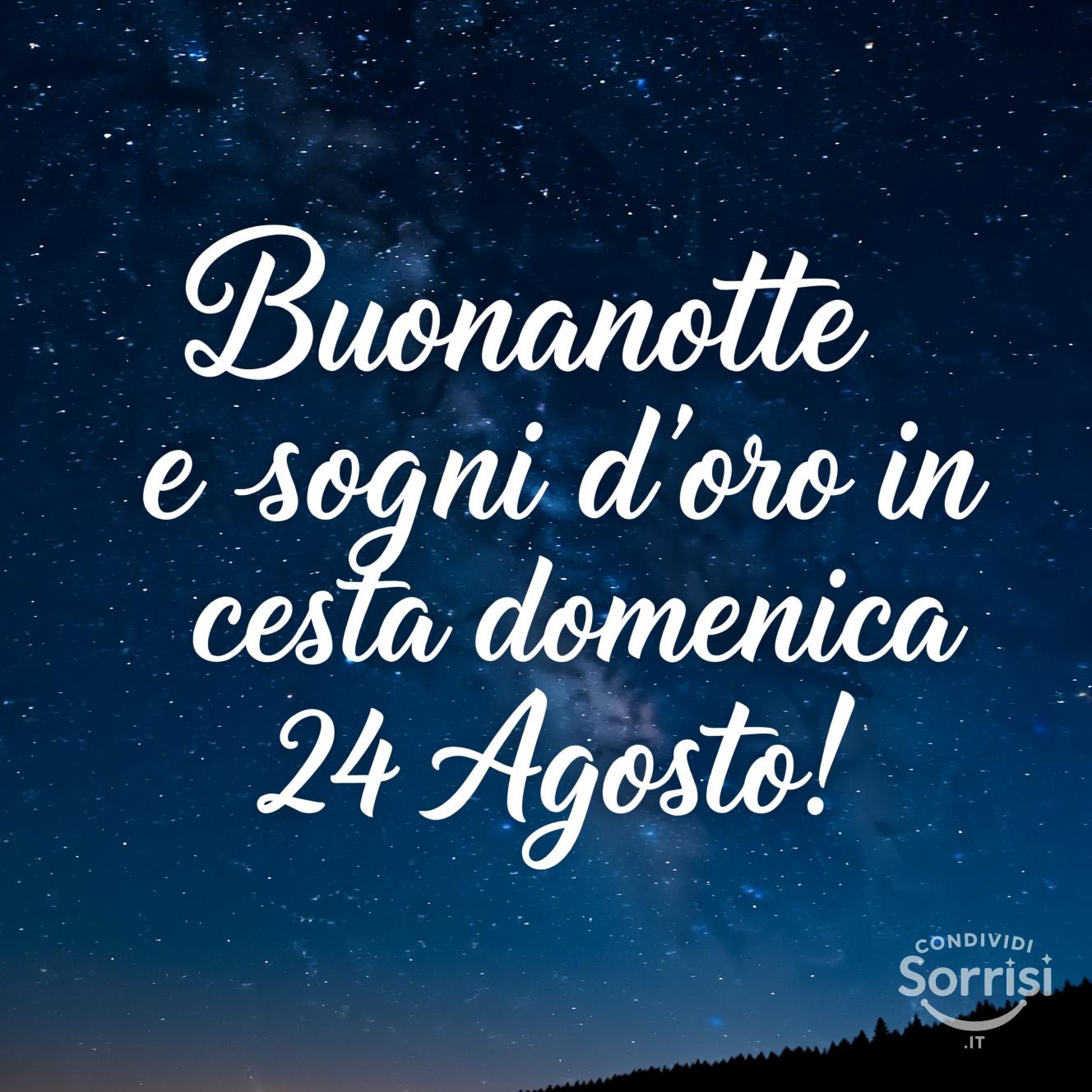 Buonanotte e sogni d'oro in questa domenica 24 agosto!