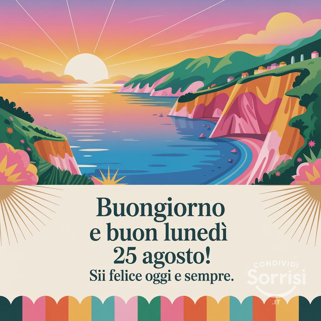 Buongiorno e buon lunedì 25 agosto! Sii felice oggi e sempre.