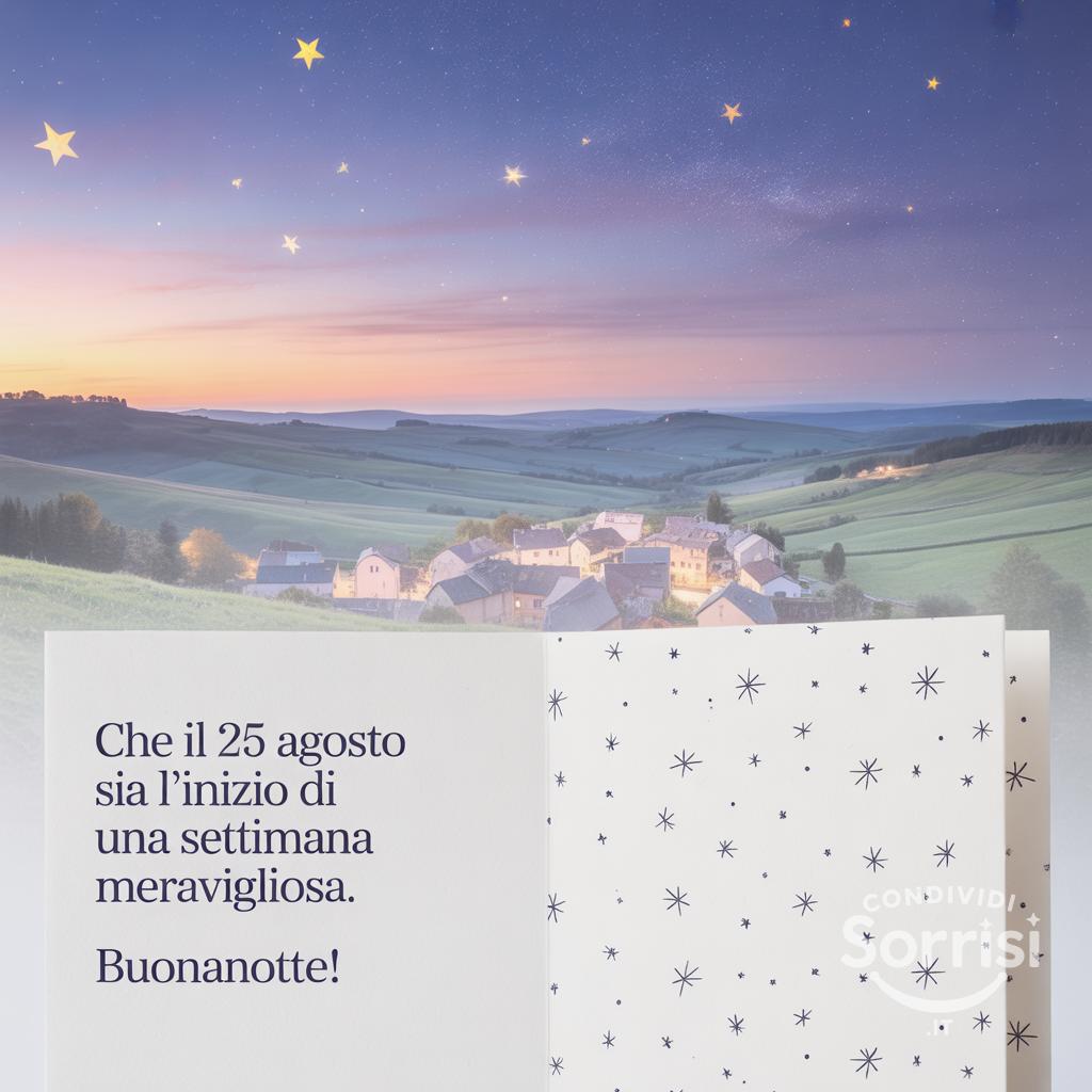 Che il 25 agosto  sia l'inizio di una settimana meravigliosa. Buonanotte!