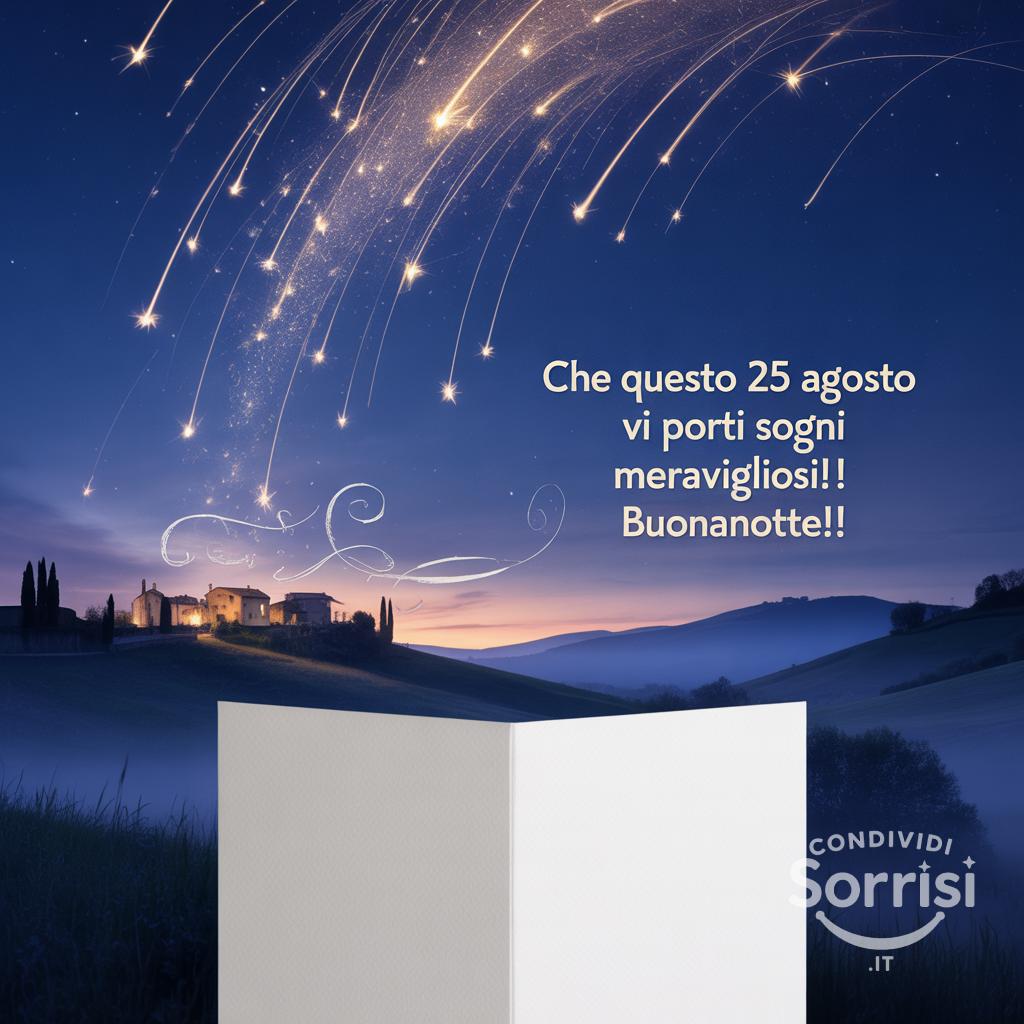 Che questo 25 agosto  vi porti sogni meravigliosi! Buonanotte!