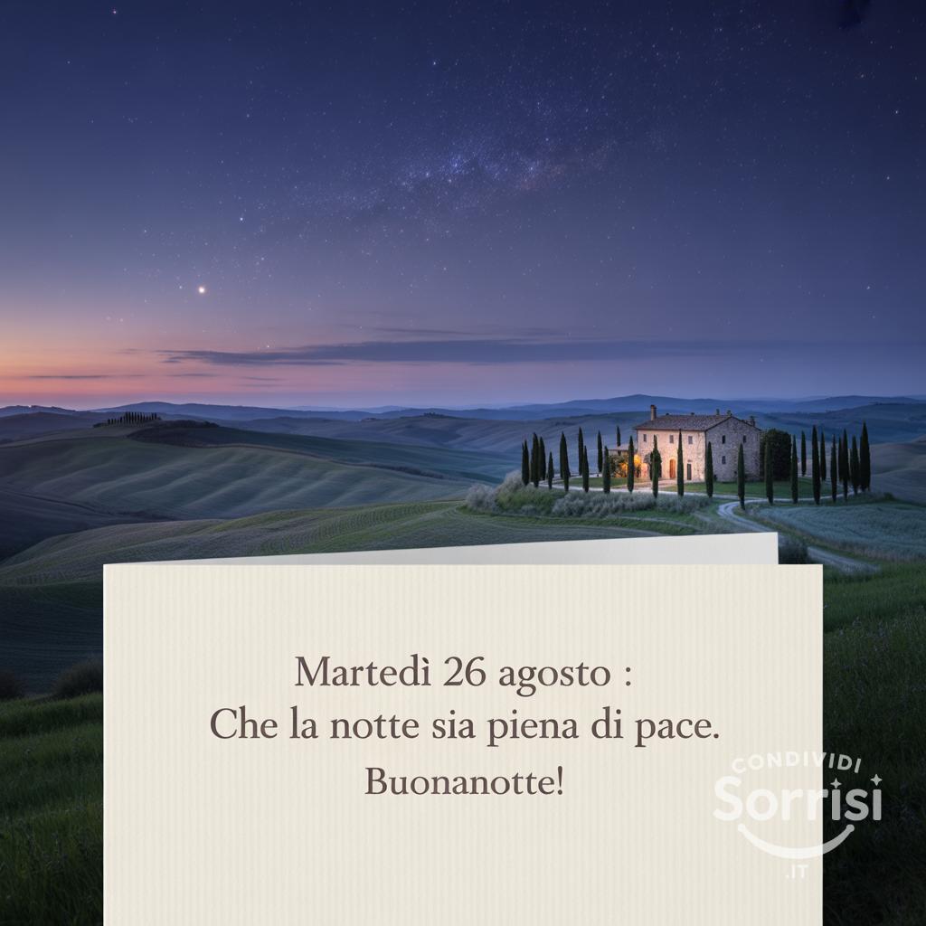 Martedì 26 agosto : che la notte sia piena di pace. Buonanotte!