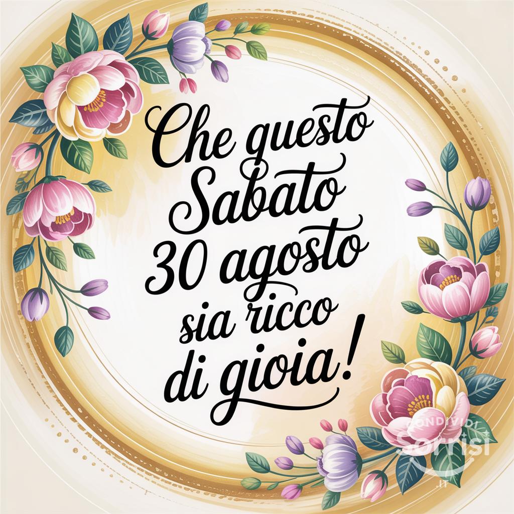 Che questo sabato 30 agosto  sia ricco di gioia!