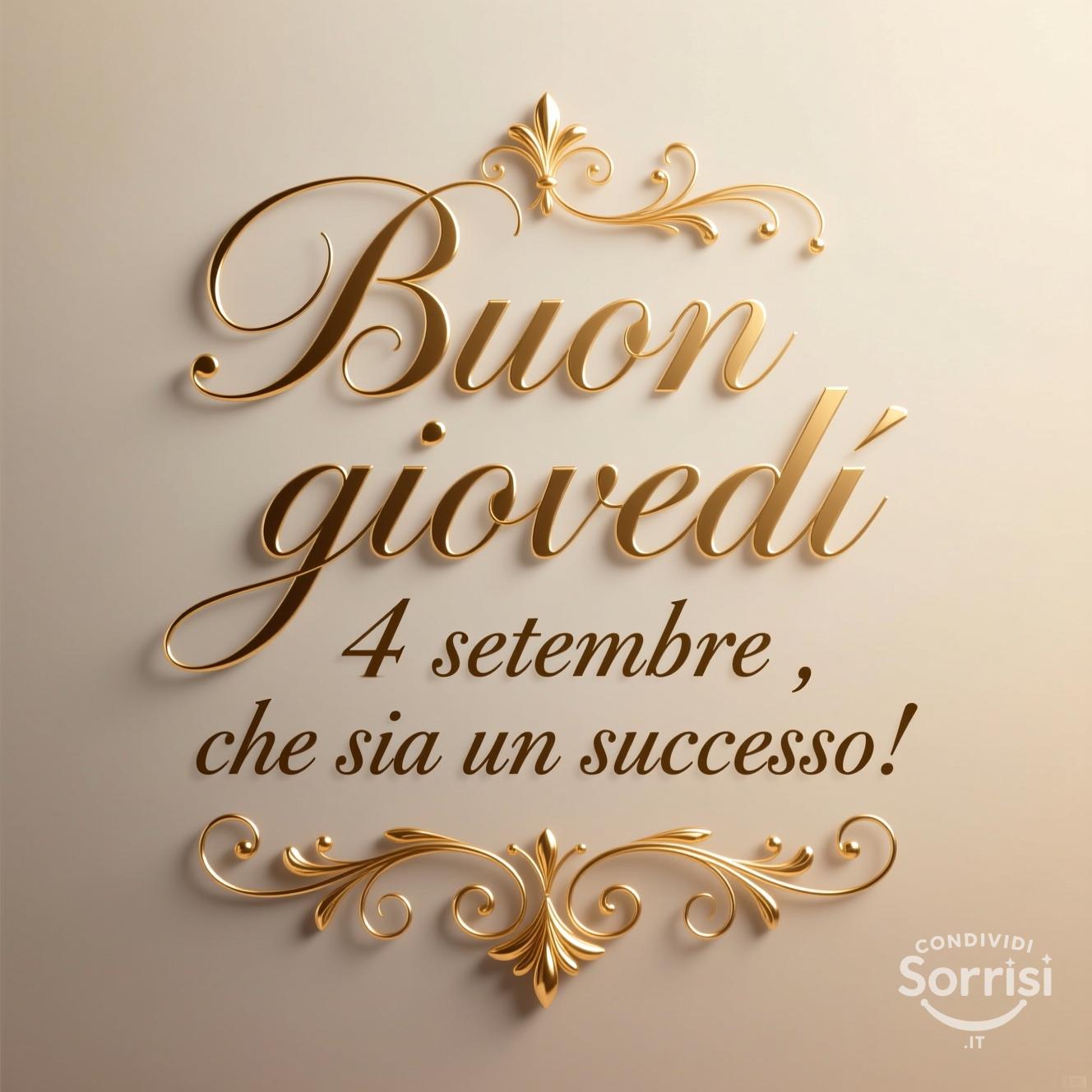 Buon giovedì 4 settembre , che sia un successo!