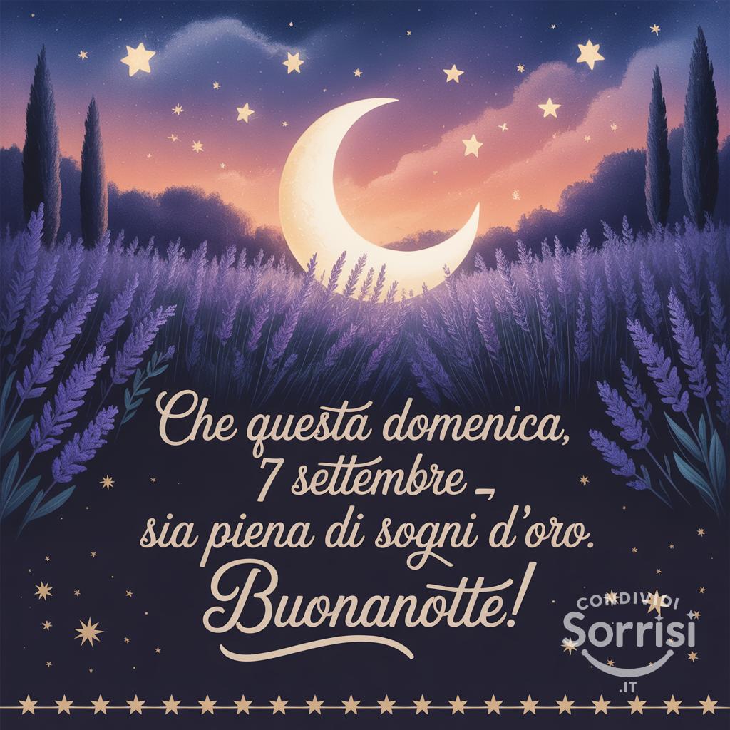 Che questa domenica, 7 settembre , sia piena di sogni d'oro. Buonanotte!