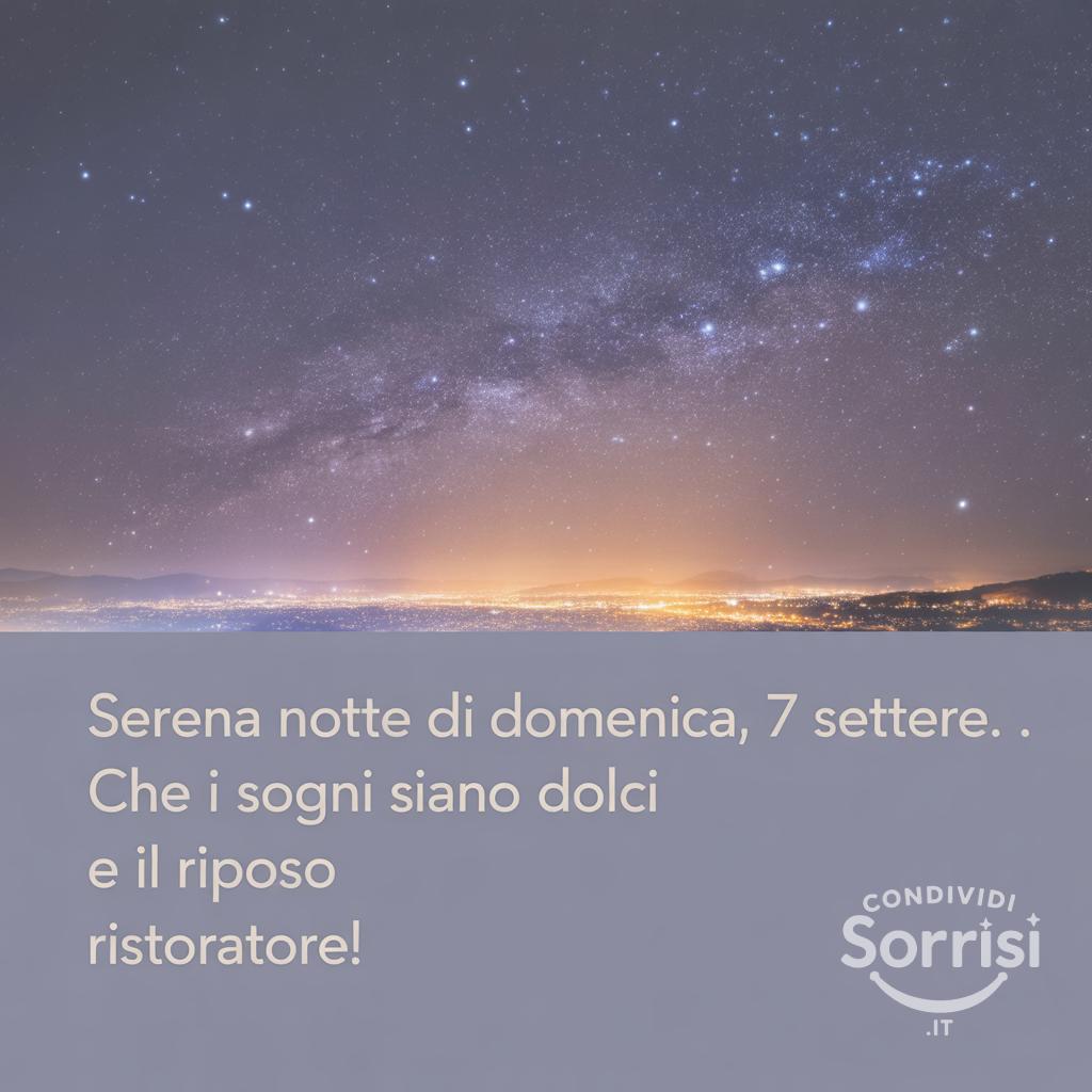 Serena notte di domenica, 7 settembre .  Che i sogni siano dolci e il riposo ristoratore!