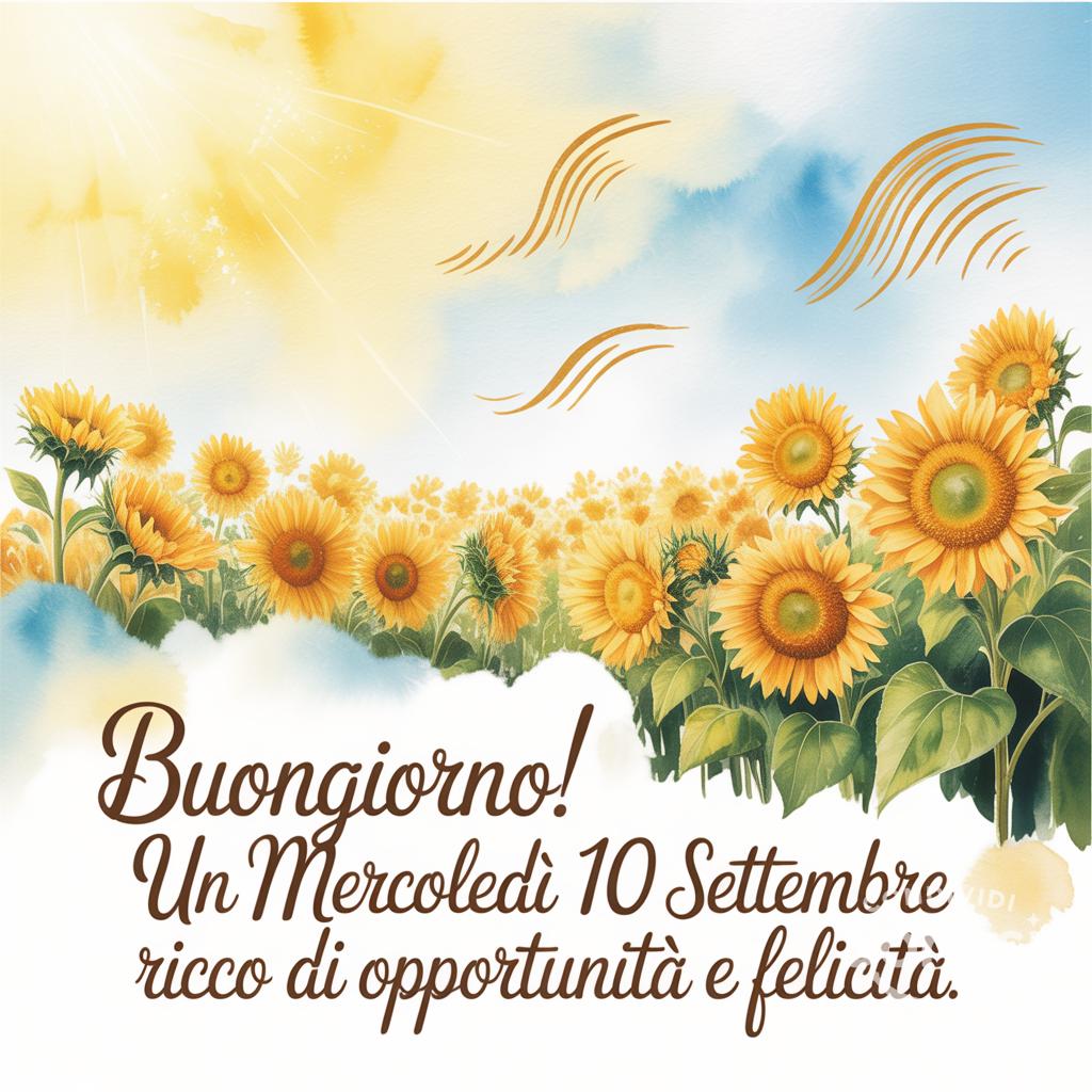 Buongiorno! Un mercoledì 10 settembre  ricco di opportunità e felicità.