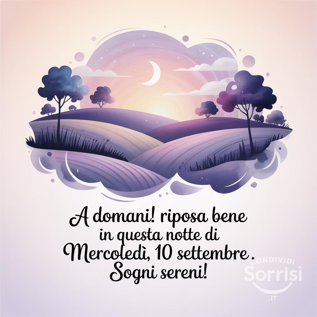 A domani! Riposa bene in questa notte di mercoledì, 10 settembre . Sogni sereni!