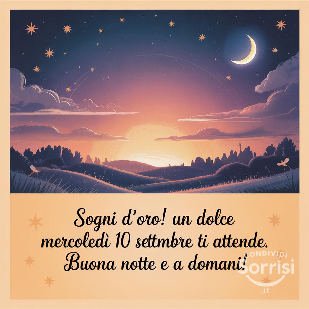Sogni d'oro! Un dolce mercoledì 10 settembre  ti attende. Buona notte e a domani!
