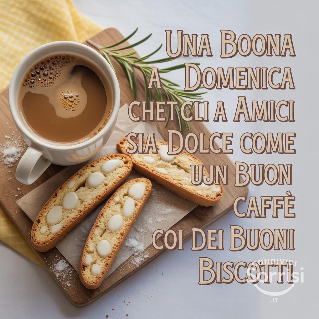 Una buona domenica a tutti gli amici che sia dolce come un buon caffè con dei buoni biscotti
