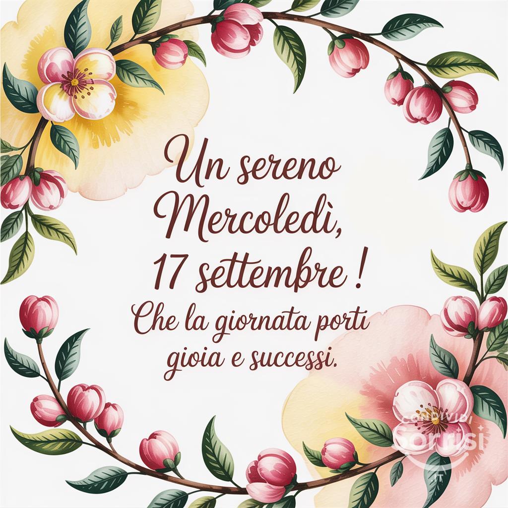 Un sereno mercoledì, 17 settembre ! Che la giornata porti gioia e successi.