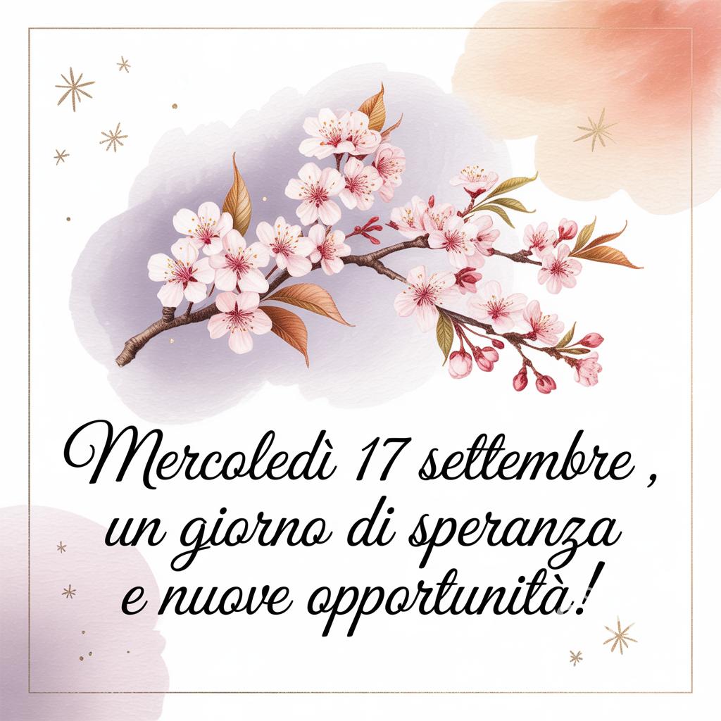 Mercoledì 17 settembre ,  un giorno di speranza e nuove opportunità!