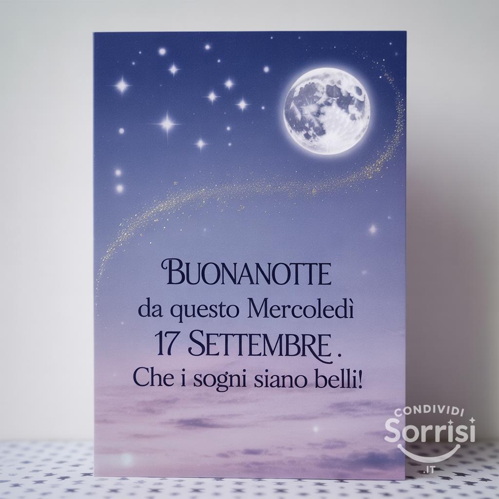 Buonanotte da questo mercoledì 17 settembre . Che i sogni siano belli!