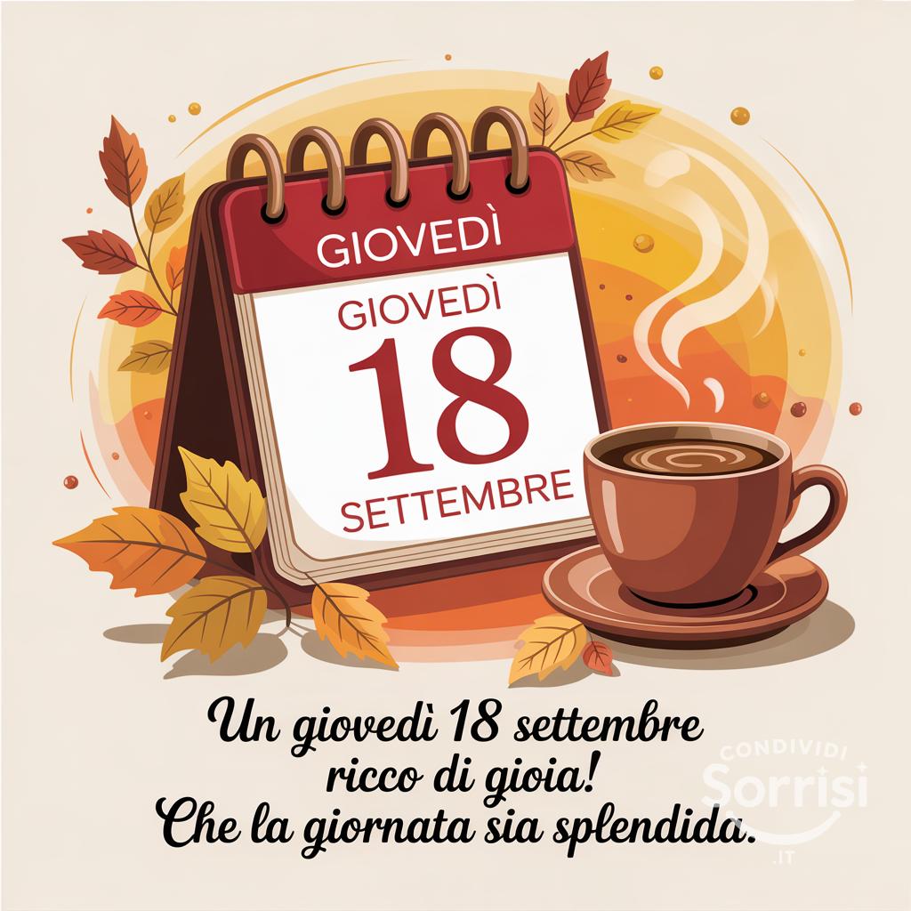 Un giovedì 18 settembre  ricco di gioia! Che la giornata sia splendida.