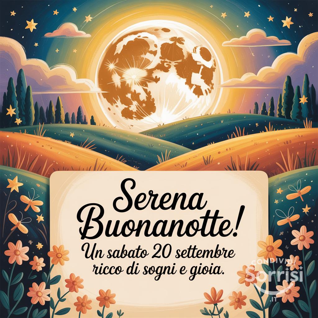 Serena buonanotte! Un sabato 20 settembre  ricco di sogni e gioia.