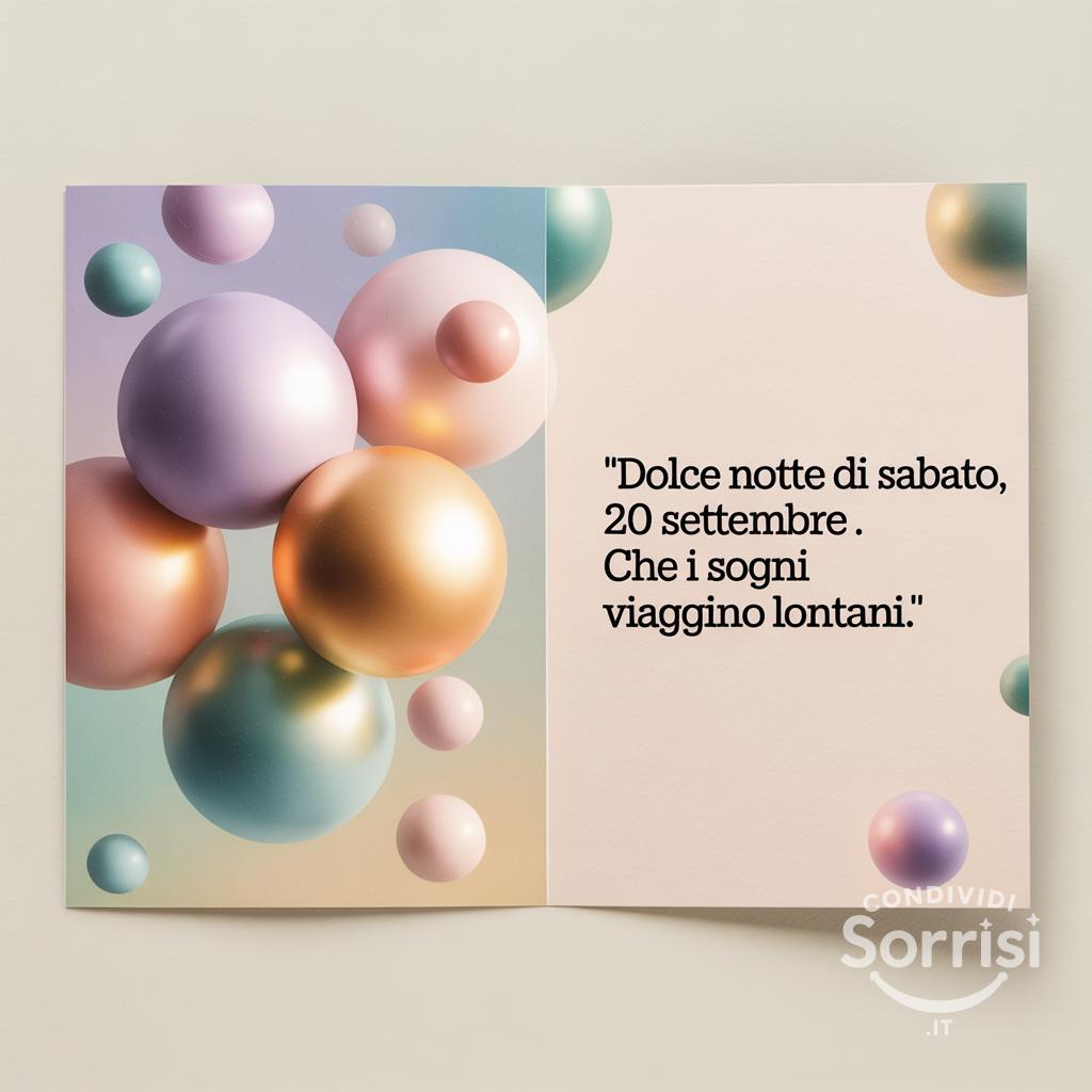 Dolce notte di sabato, 20 settembre . Che i sogni viaggino lontani.