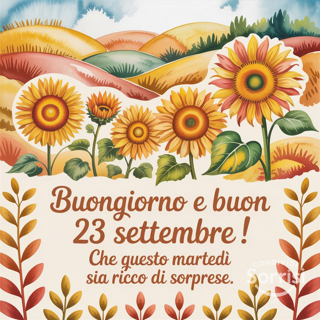 Buongiorno e buon 23 settembre ! Che questo martedì sia ricco di sorprese.
