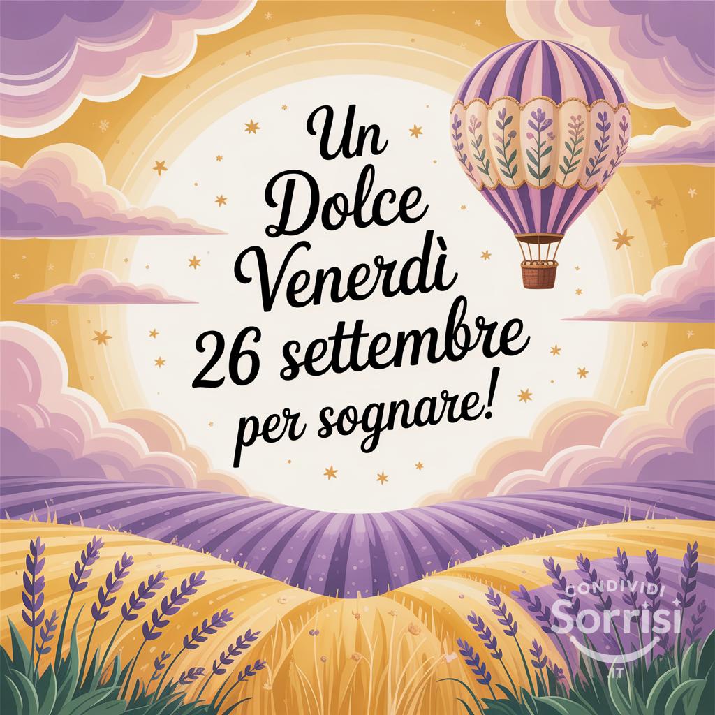 Un dolce venerdì 26 settembre  per sognare!
