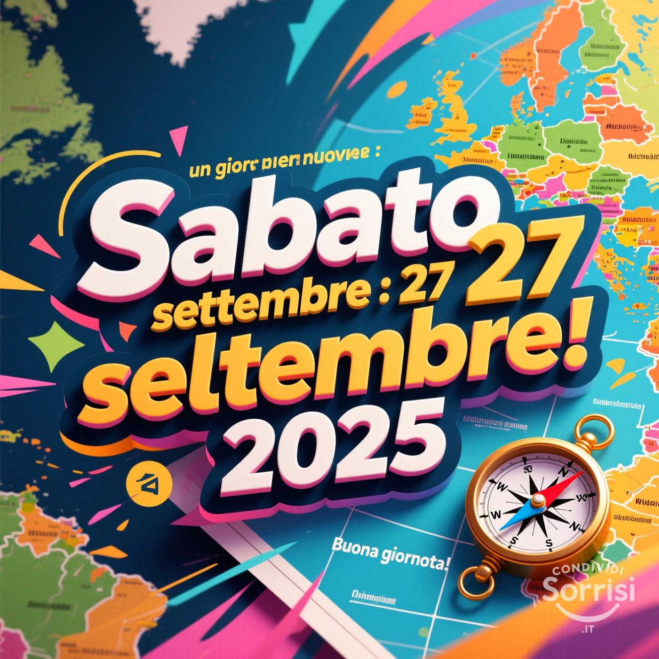 Sabato 27 settembre : un giorno per nuove avventure! Buona giornata!