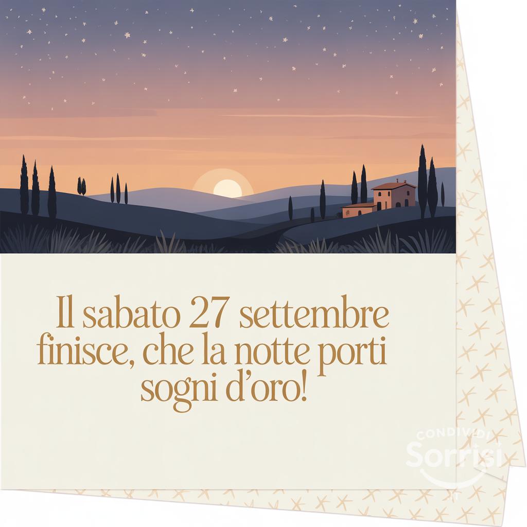Il sabato 27 settembre  finisce, che la notte porti sogni d'oro!