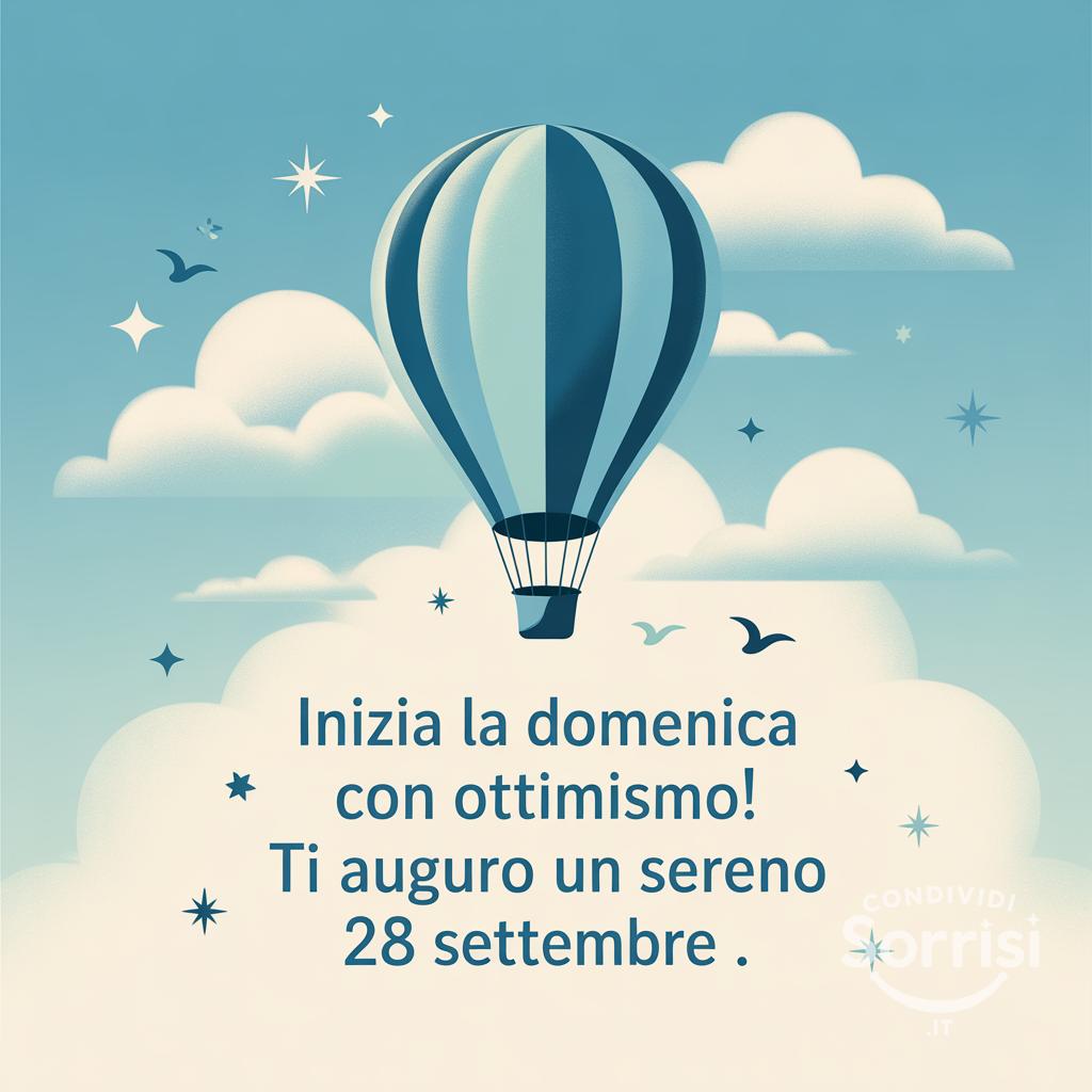 Inizia la domenica con ottimismo! Ti auguro un sereno 28 settembre .